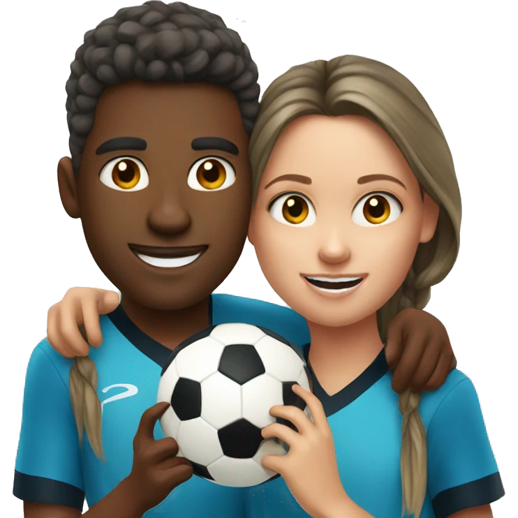 boy and girl enjoying soccer selfie emoji