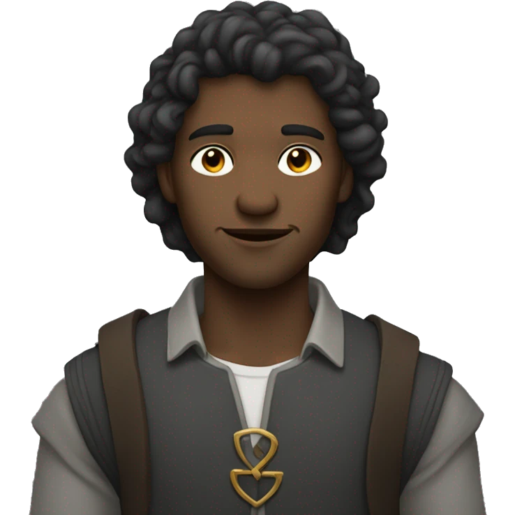 a dark hairyoung man with a sort bard in a grey su emoji