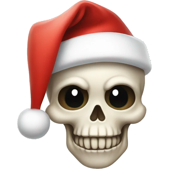 Cute skull wearing a Santa hat. emoji