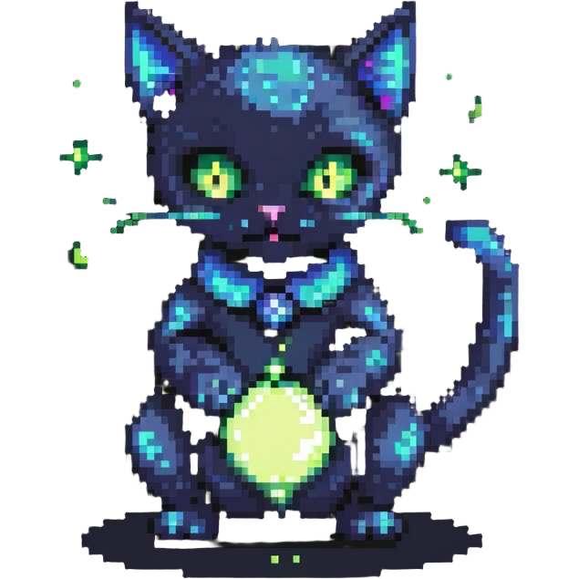alien cat performing magic with glowing effects emoji