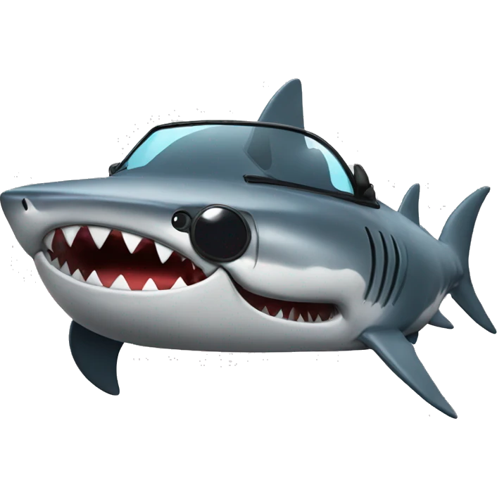 Shark driving car with sunglasses on emoji