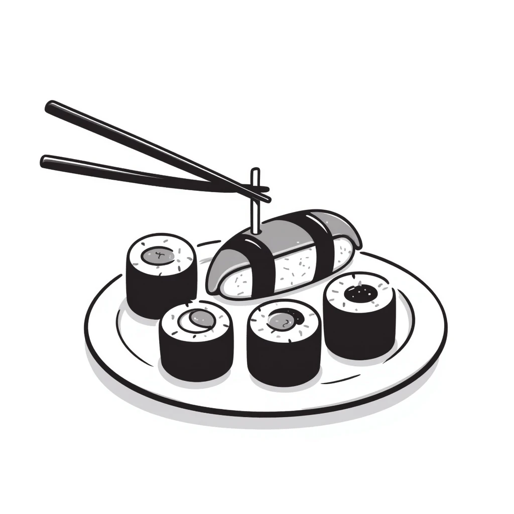 sushi, hand drawn doodle style emoji