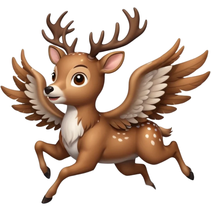 Make a 10 point deer with wings and its flying on a cloud and it is going crazy emoji