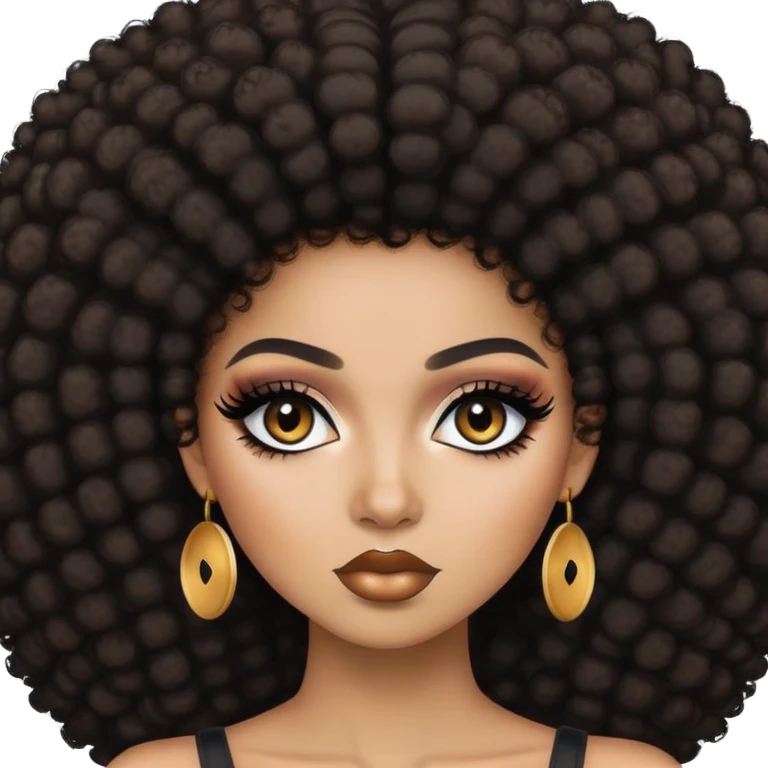 baddie,pretty makeup, black eyeliner, afro hair emoji