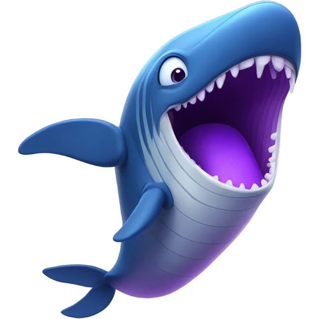 Blue whale purple, open mouth emoji