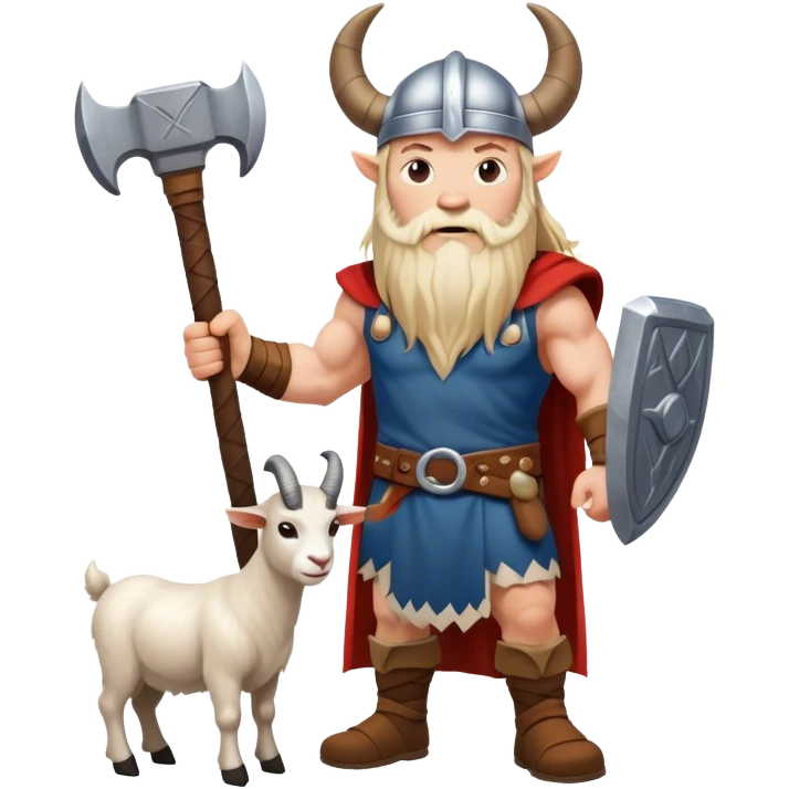 Viking norwegian goat in full height  with thors hammer emoji
