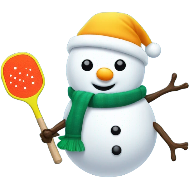Snowman with pickleball paddle emoji