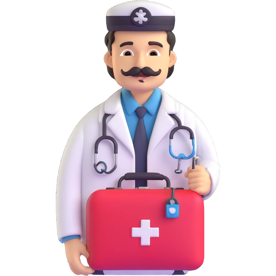 Dr. Watson with mustache and medical bag emoji