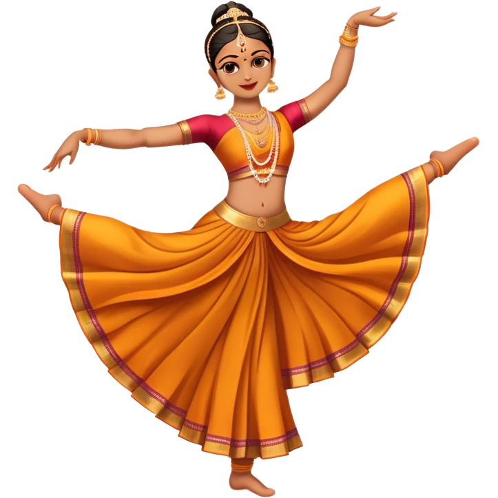 cinematic-realistic-bharatanatyam-dance-emoji,-depicted-as-an-elegant-classical-indian-dance-performance-with-graceful-poses,-intricate-costumes,-and-expressive-hand-gestures,-rendered-with-rich-textures-and-warm-dramatic-lighting, single dancer full body  emoji