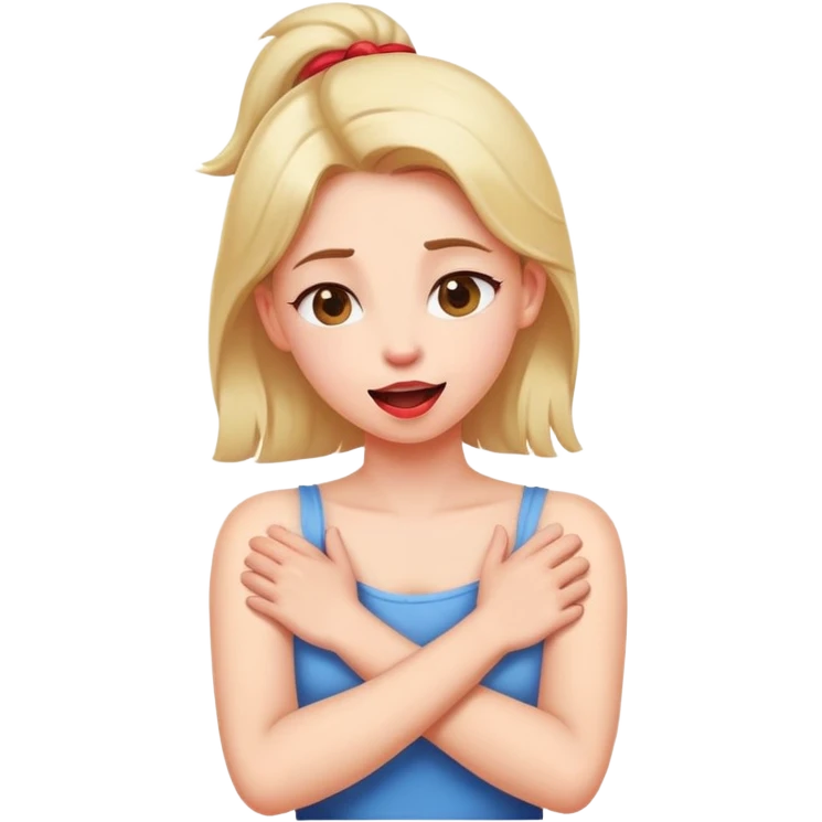 girl arms crossed on neck with tongue out emoji
