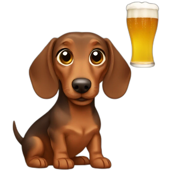 Brown dachshund drinking beer emoji