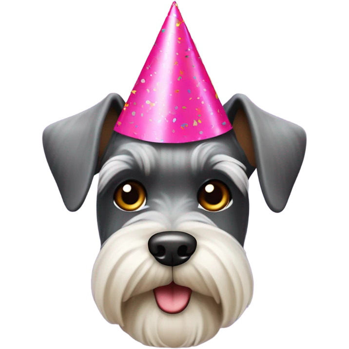 miniature schnauzer dog with party hat on  emoji