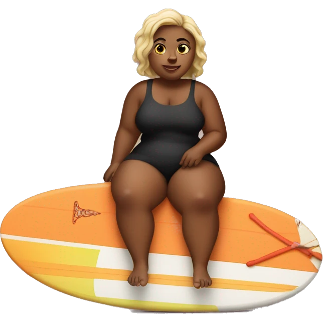 Fat black girl on surfboard emoji