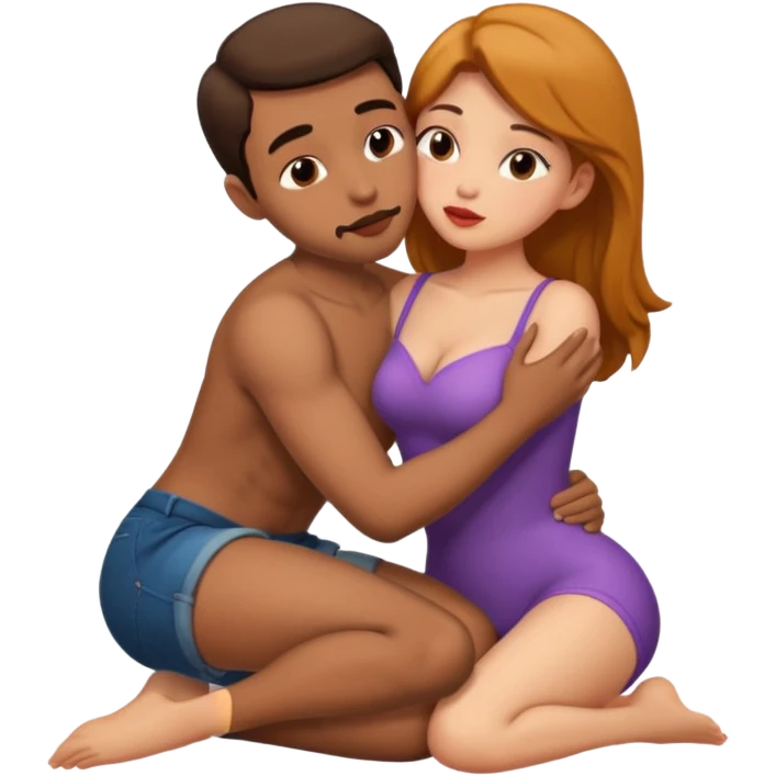 Man kissing womans inside thigh emoji