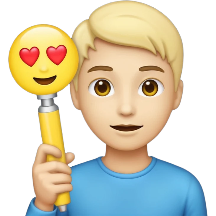 a person emoji with heart eyes holding light stick emoji