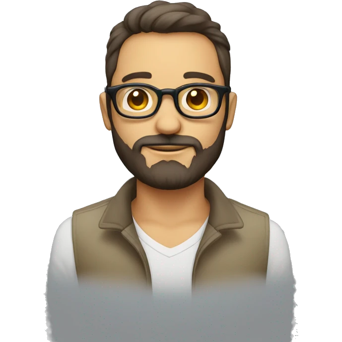 hombre con barba pelo largo y coleta y gafas de vision  emoji