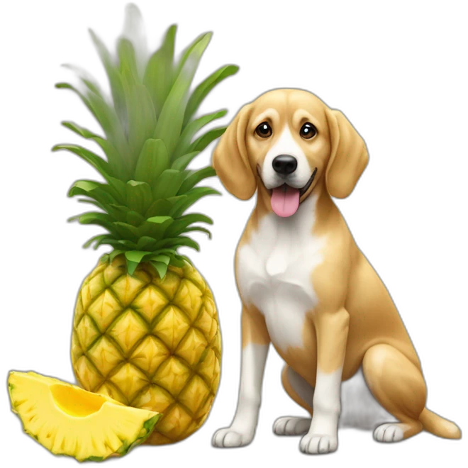 chien golden avec une tête d'ananas emoji