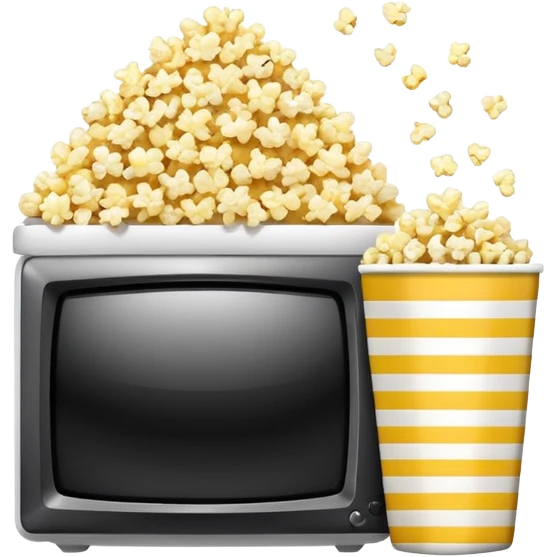 Popcorn in a striped cup and TV  emoji