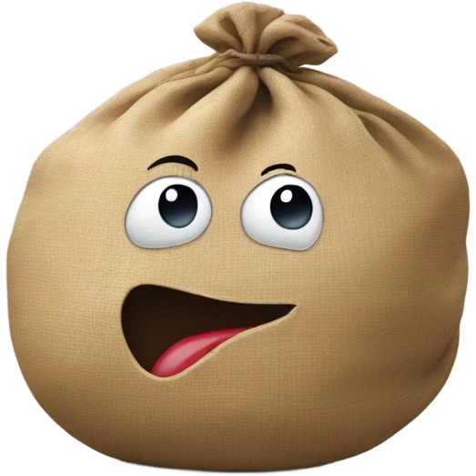 Emoji sucking up a sack emoji