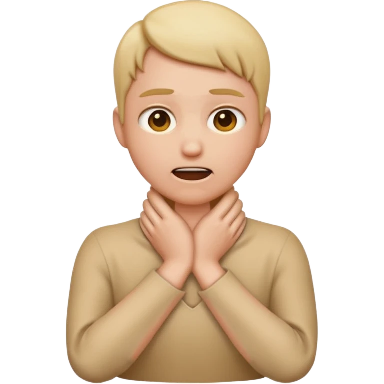 an emoji with its hands on its neck pretending to choke itself out emoji