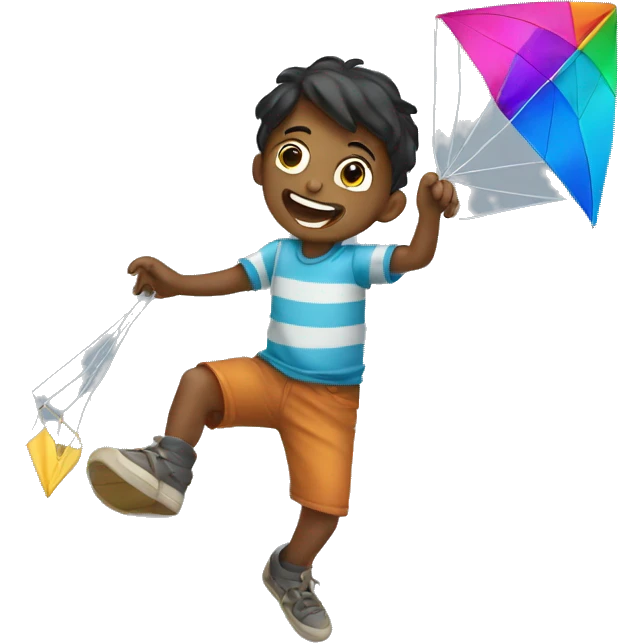 Boy playing with kite  emoji