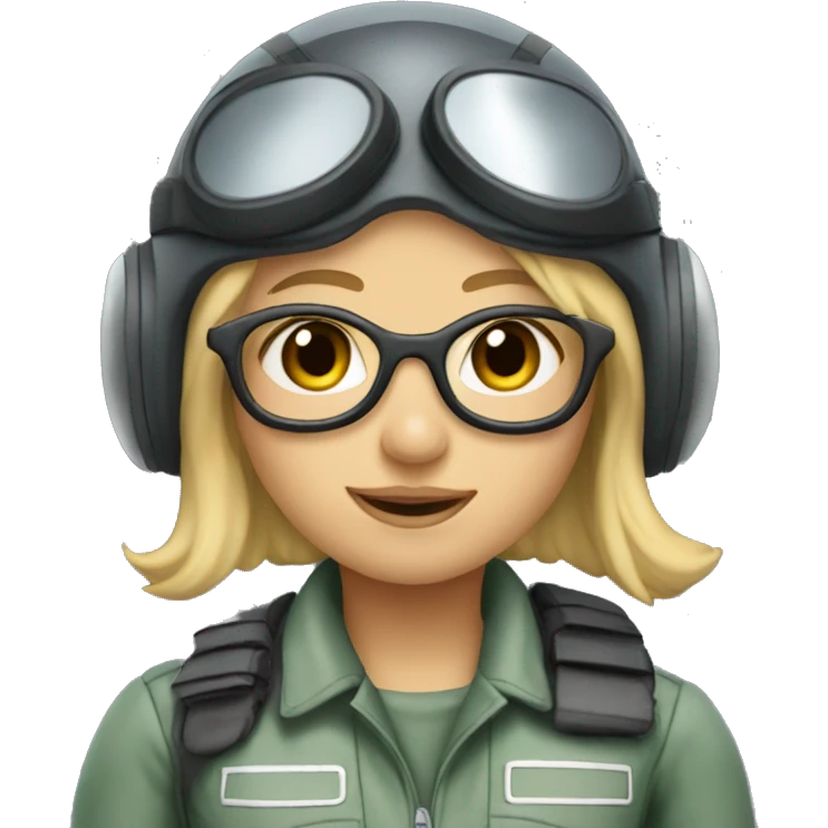 girl with blonde hair wearing a pilot helmet and gogles emoji