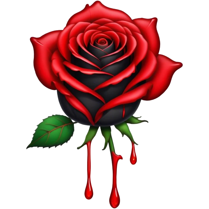 Black rose with blood dripping from it  emoji