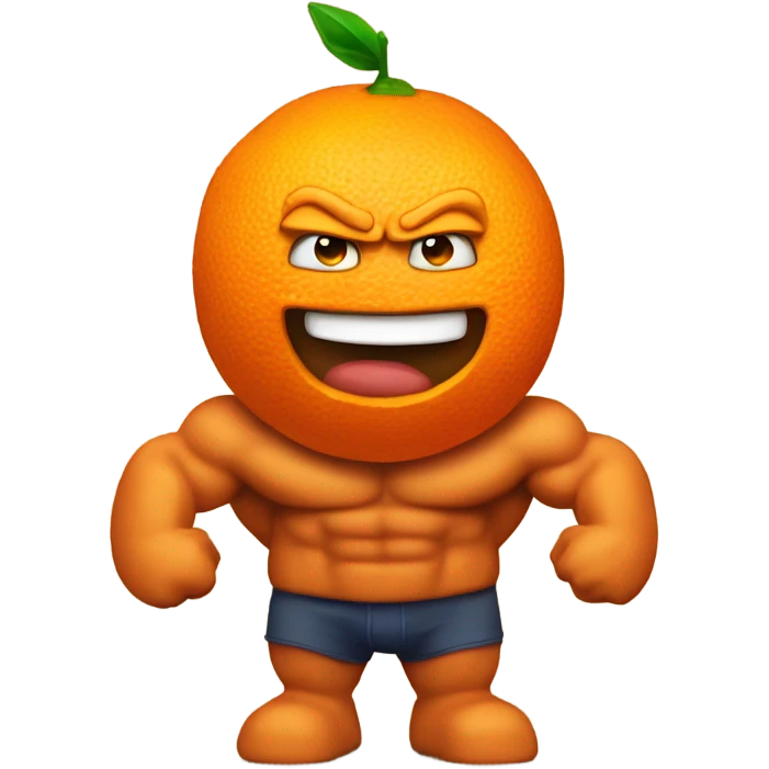 Very muscular orange fruit man emoji