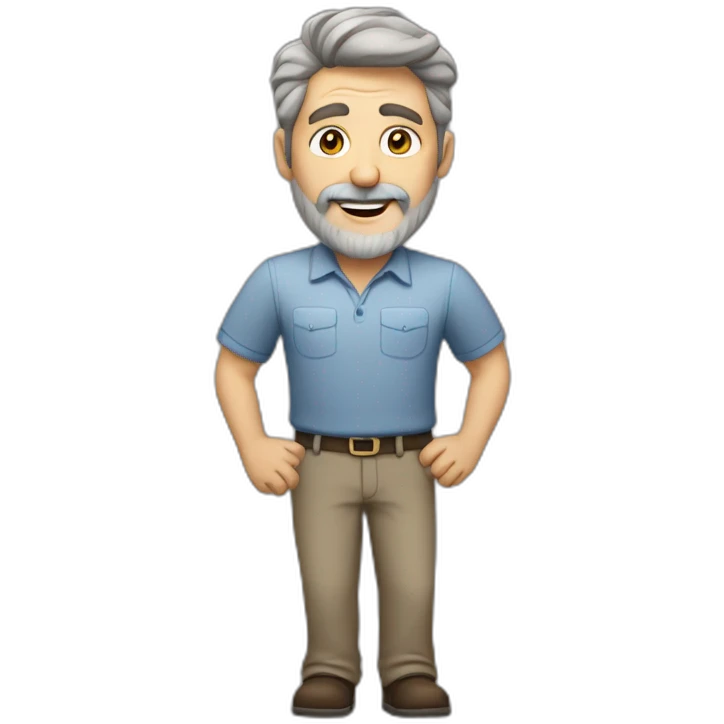 Middle-aged, brown-haired, grey-bearded man who is happily inattentive and hyperactive emoji