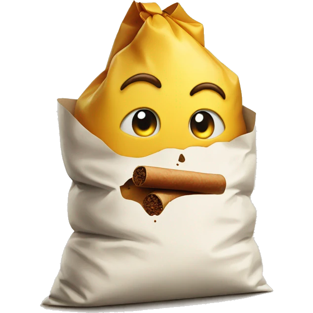 a bag of flour smokes a cigar emoji