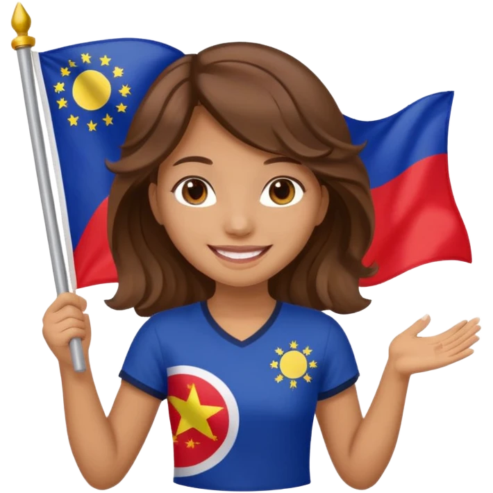 white wavy brown hair girl pinoy flag emoji