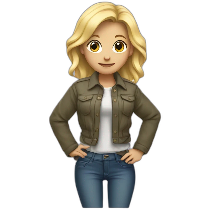 Blonde girl with her jacket tied around her hips emoji