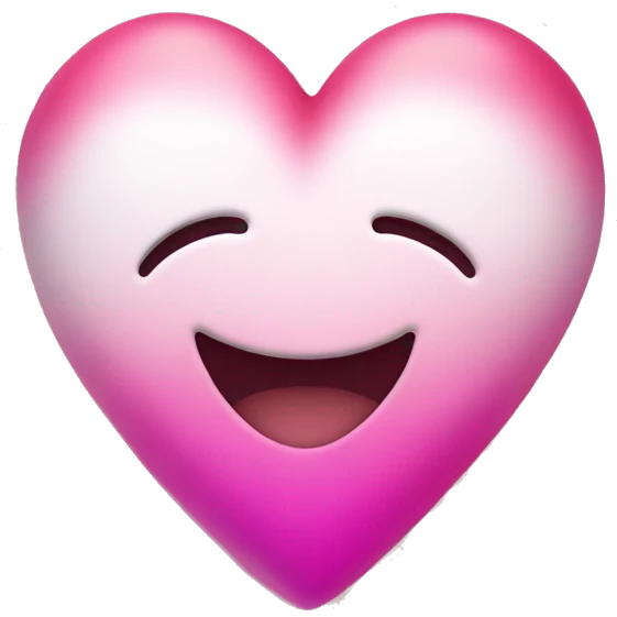 Pink and white ombré heart with a smile face emoji