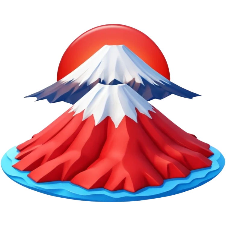 Create a 3D Mount Fuji with red color. There must be no clouds on top. emoji