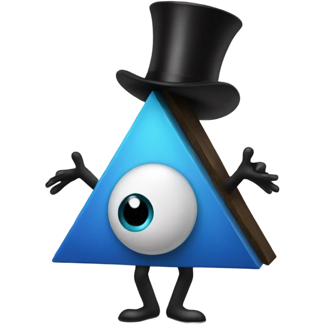 Triangle with an eye and arms and legs with a top hat emoji