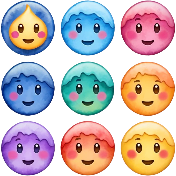 Realistic, watercolor, January Label emoji