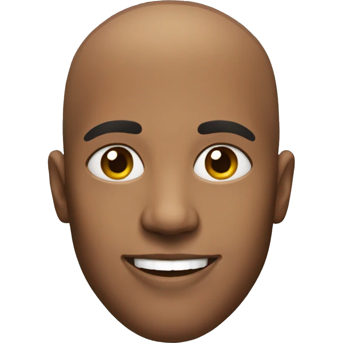 black man smiling shaved head emoji