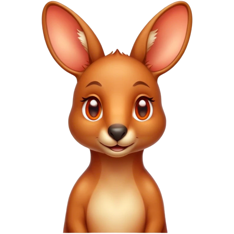 Cinematic Cute Kangaroo Portrait Emoji, Head tilted playfully and inquisitively, featuring a glossy red-orange fur with soft, rounded ears and round, sparkling amber eyes full of curious mischief, Simplified yet irresistibly adorable features, highly detailed, glowing with a warm, friendly glow, high shine, affectionate and bouncy, stylized with a touch of outback whimsy, bright and endearing, soft glowing outline, capturing the essence of a mischievous yet loving kangaroo, so playful it feels like it could hop out of the screen and into your arms! emoji