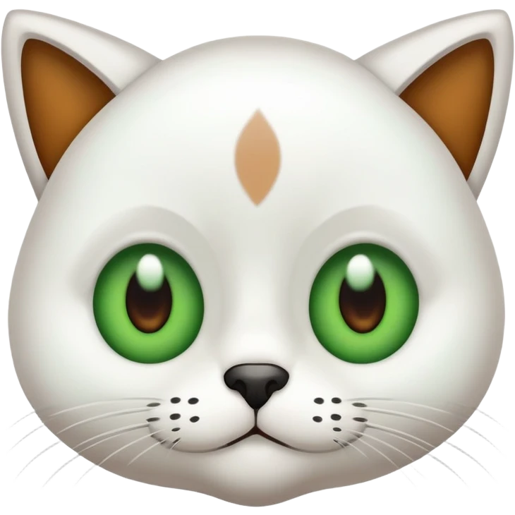 Una gata blanca con ojos verdes y una mancha marron en la cara emoji