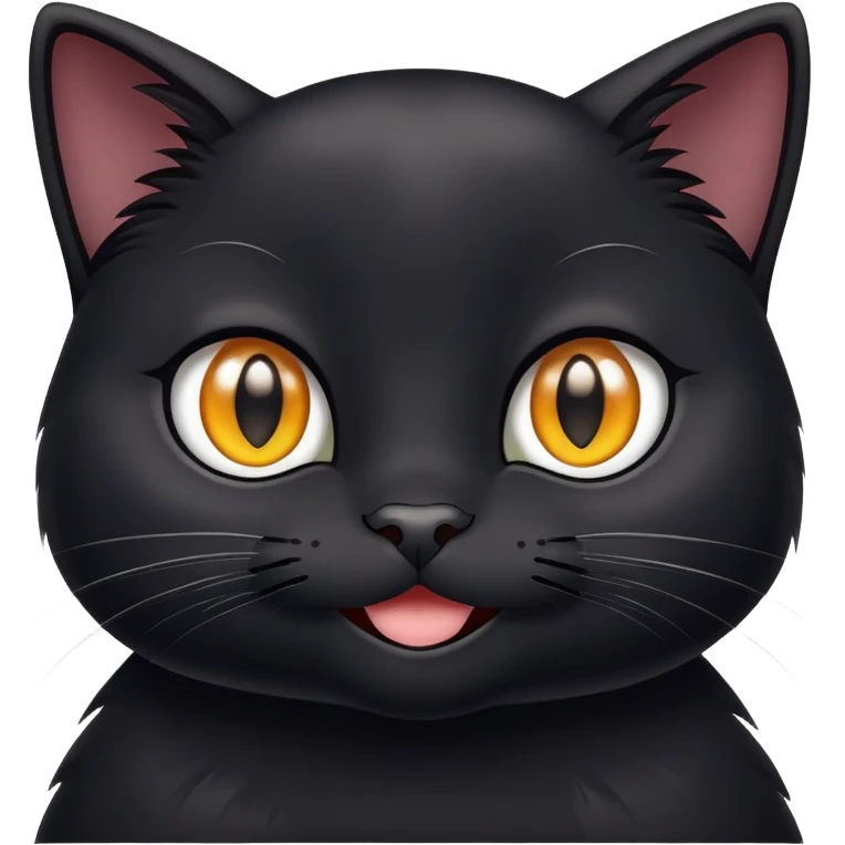 A Black cat with sus smile emoji