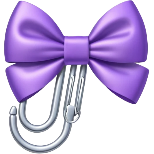 one silver paper clip with a purple bow in the middle emoji