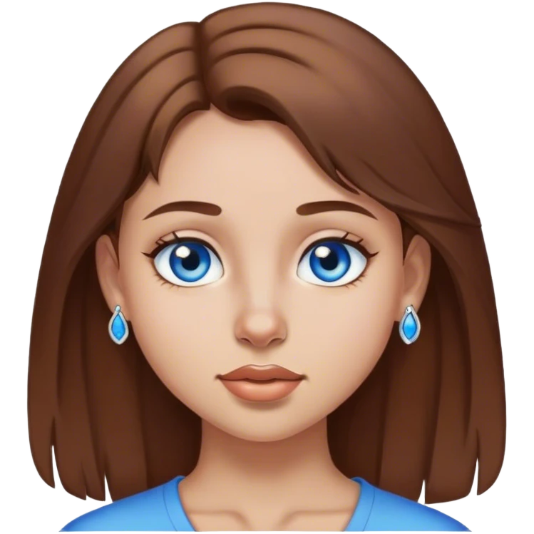 Girl with brown hair, blue eyes, right nose piercing emoji