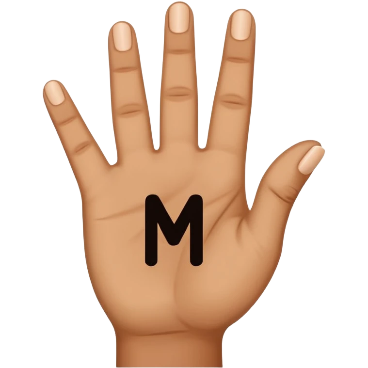 Create hand gesture with three fingers shaped downward in the shape of a letter M emoji
