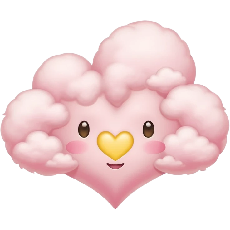 Heart of a cloud in soft pink, beige and yellow pastel light emoji