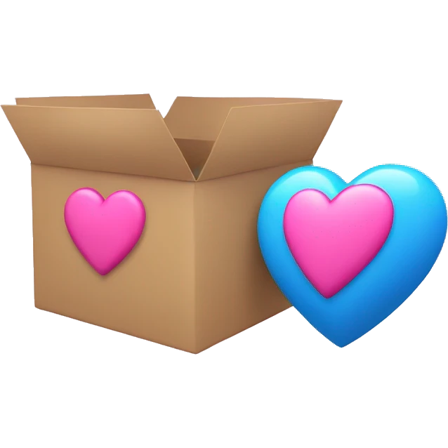 blue and pink heart with a box on it emoji