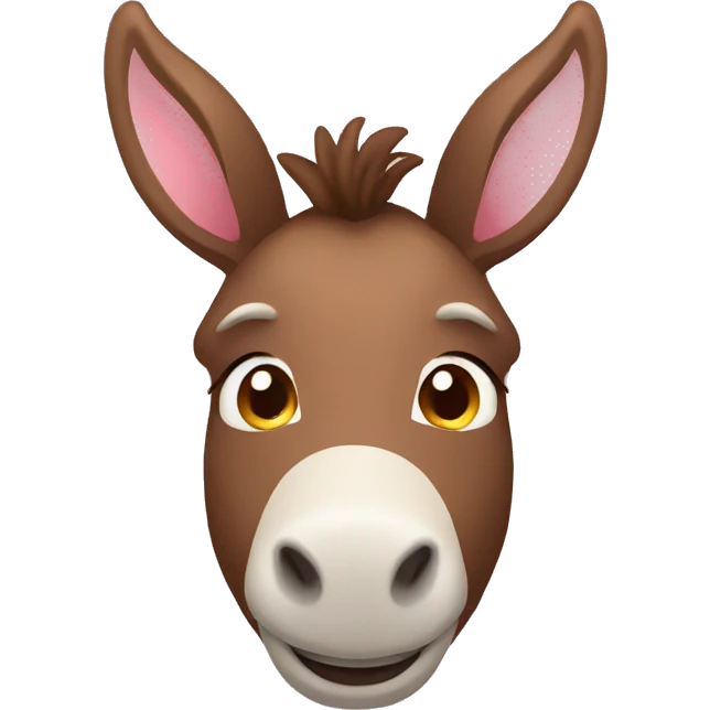 innocent smiling brown donkey face with light pink ears emoji