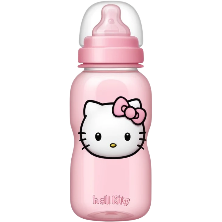 baby bottle soft pink hello kitty design emoji