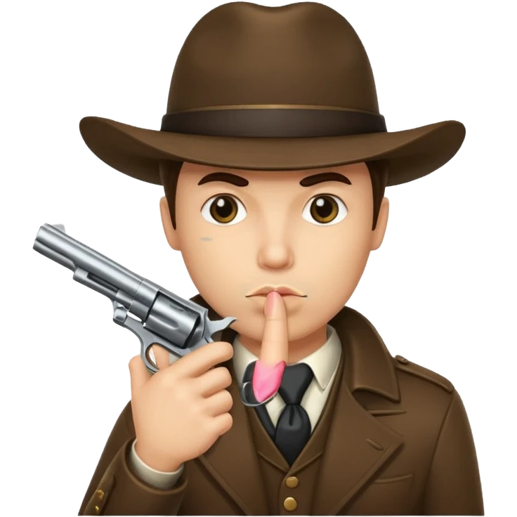 Emoji de 🤫 con un revólver  emoji
