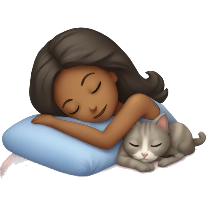 female sleeping with kitten  emoji