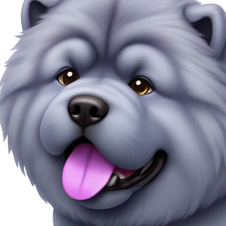 Full body blue Chow chow with purple tongue, photorealistic 4k emoji